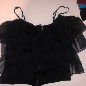 Black Ruffle Tank Top